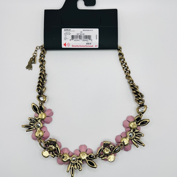 VERA WANG - Choker Necklace - Pink Enamel Flowers - Picture 3 of 5